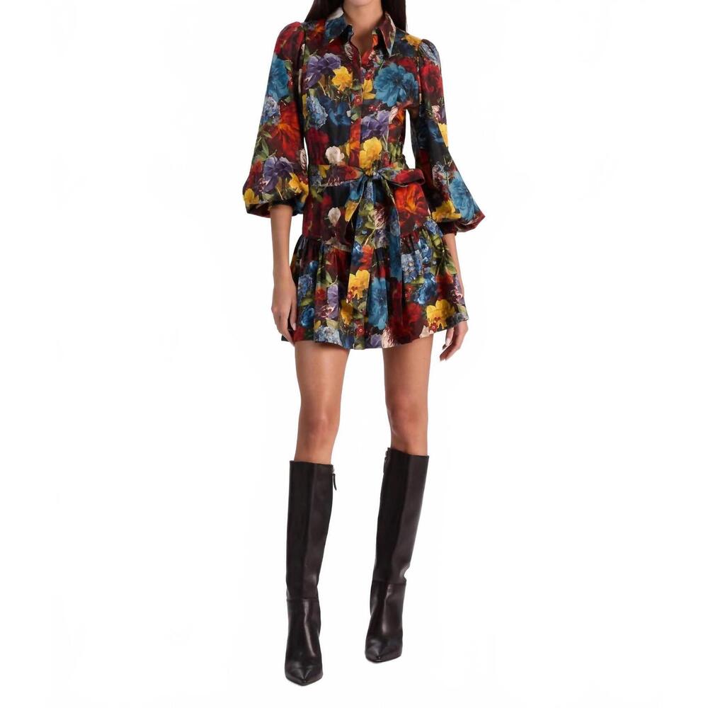 NEW ALICE + OLIVIA lily mini shirt dress in flourish sm - Picture 3 of 6
